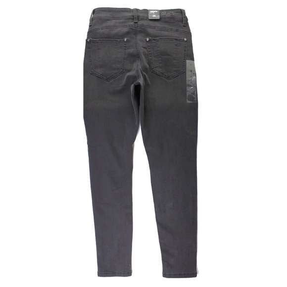 GRACE in LA Destroyed Button Fly Easy-Rise Vintage Black Skinny Jeans 28 6 NEW - Picture 10 of 13